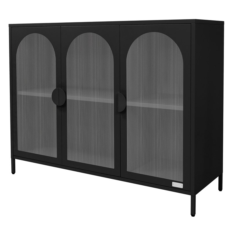 Vitrinenschrank 120x93x40 cm Vitrine mit 4 Ablage-/Regalfächer Schwarz aus Stahl ML-Design Vitrinenschrank 120x93x40 cm Vitrine mit 4 Ablage-/Regalfächer Schwarz aus Stahl ML-Design