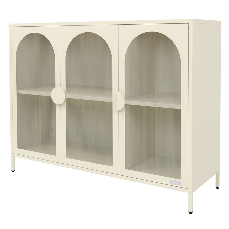 Vitrinenschrank 120x93x40 cm Vitrine mit 4 Ablage-/Regalfächer Creme aus Stahl ML-Design Vitrinenschrank 120x93x40 cm Vitrine mit 4 Ablage-/Regalfächer Creme aus Stahl ML-Design