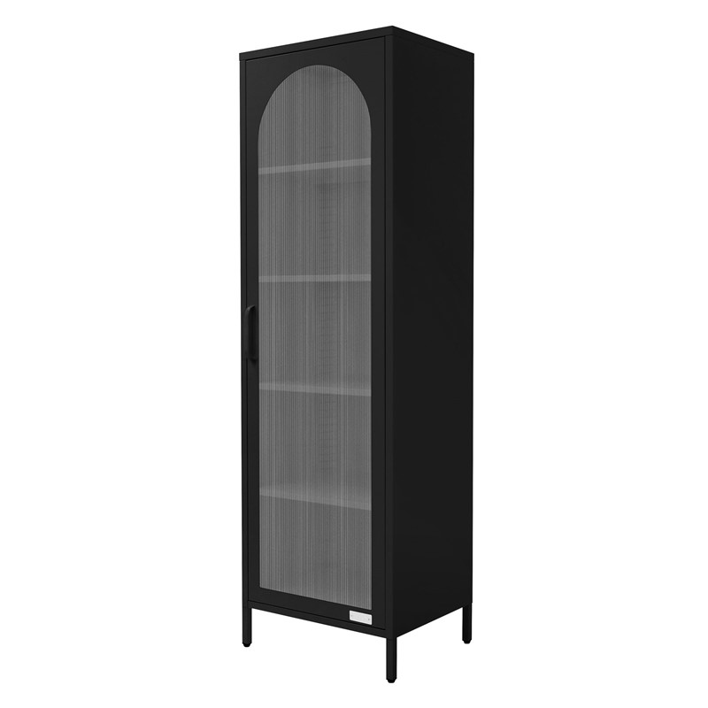 Vitrinenschrank 45x145x35 cm Vitrine mit 4 Einlegeböden Schwarz aus Stahl ML-Design Vitrinenschrank 45x145x35 cm Vitrine mit 4 Einlegeböden Schwarz aus Stahl ML-Design