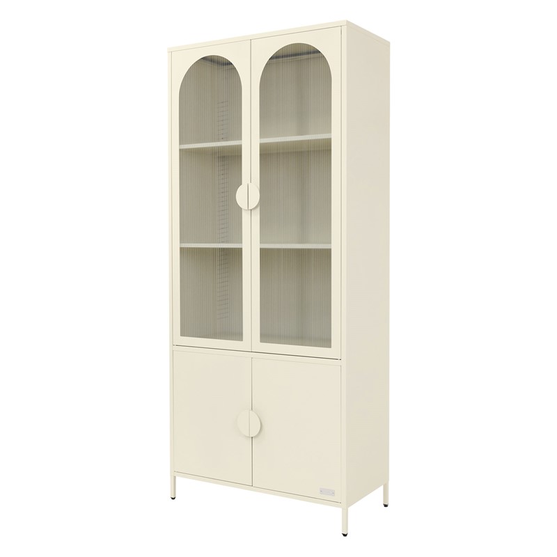 Vitrinenschrank 80x185x40 cm Creme mit 4 Ablage-/Regalfächer & 4 Türen Vitrine aus Stahl ML-Design Vitrinenschrank 80x185x40 cm Creme mit 4 Ablage-/Regalfächer & 4 Türen Vitrine aus Stahl ML-Design