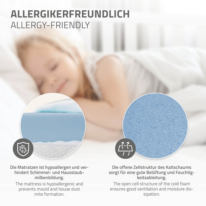 Kinderbett Hausbett 70x140 cm Weiß aus Kiefernholz mit Matratze H:10cm, 2 Schubkasten, Rausfallschutz & Lattenrost ML-Design