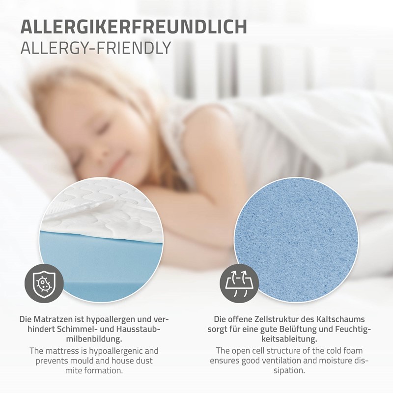 Kinderbett Hausbett 90x200 cm Weiß aus Kiefernholz mit Matratze H:16cm, 2 Schubkasten, Rausfallschutz & Lattenrost ML-Design