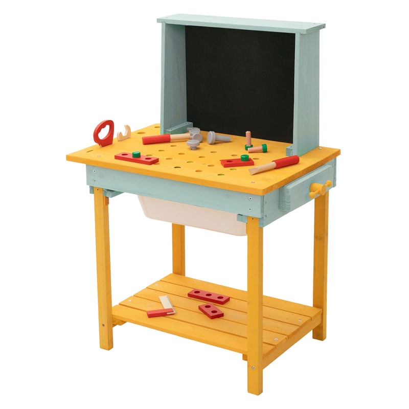 Werkbank Kinder Outdoor aus massivem Tannenholz, Kinderwerkbank mit Tafel, Matschküche und Zubehör, Werkzeugbank Kinder wetterfest Joyz Werkbank Kinder Outdoor aus massivem Tannenholz, Kinderwerkbank mit Tafel, Matschküche und Zubehör, Werkzeugbank Kinder wetterfest Joyz
