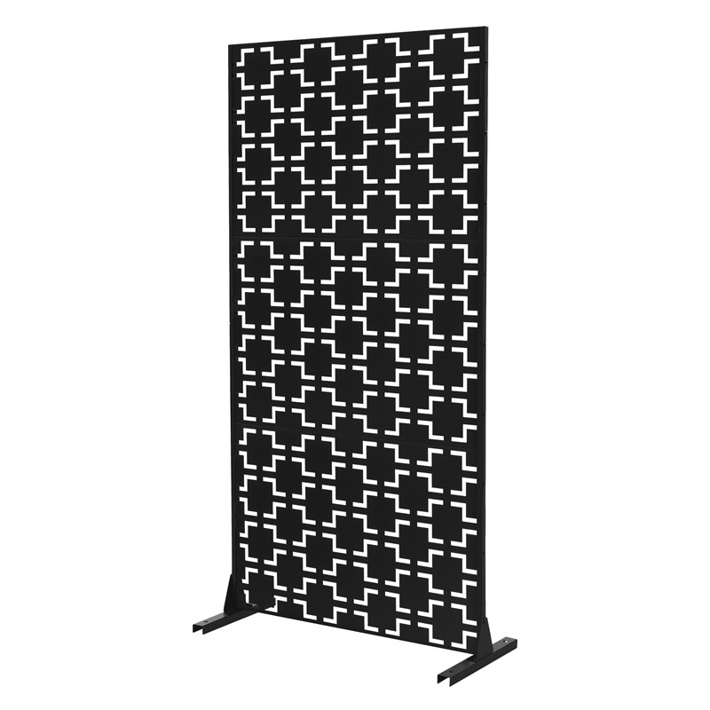 Metall-Sichtschutz Milano Schwarz 90x180 cm aus Stahl Raumteiler mit 3 Paneele Trennwand erweiterbar mit Ständer ML-Design Metall-Sichtschutz Milano Schwarz 90x180 cm aus Stahl Raumteiler mit 3 Paneele Trennwand erweiterbar mit Ständer ML-Design