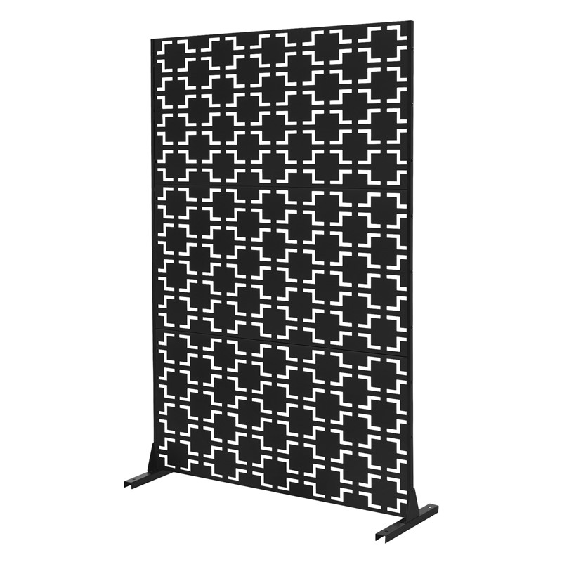 Metall-Sichtschutz Milano Schwarz 120x180 cm aus Stahl Raumteiler mit 3 Paneele Trennwand erweiterbar mit Ständer ML-Design Metall-Sichtschutz Milano Schwarz 120x180 cm aus Stahl Raumteiler mit 3 Paneele Trennwand erweiterbar mit Ständer ML-Design