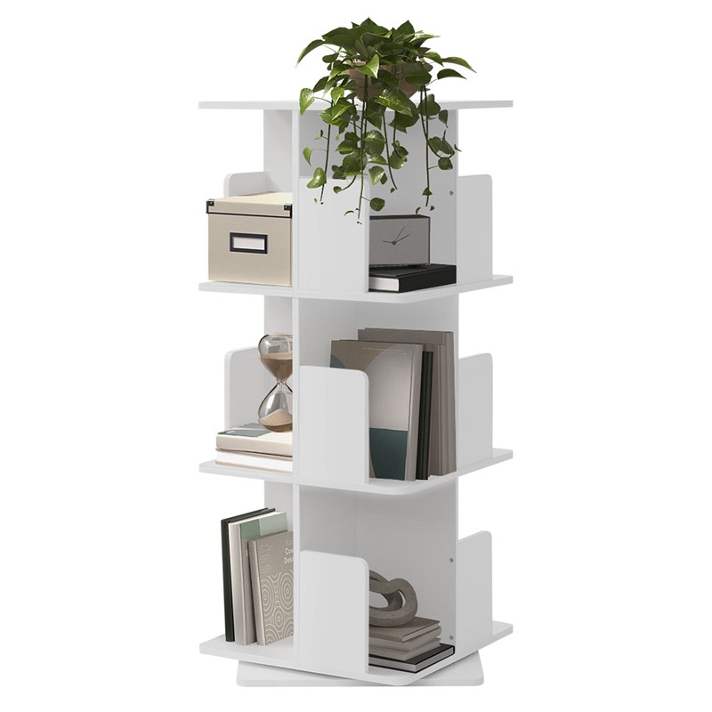 360° drehbares Bücherregal mit 3 Ebenen & 12 Fächern, Weiß, 40x94x40 cm, freistehend Standregal ML-Design 360° drehbares Bücherregal mit 3 Ebenen & 12 Fächern, Weiß, 40x94x40 cm, freistehend Standregal ML-Design