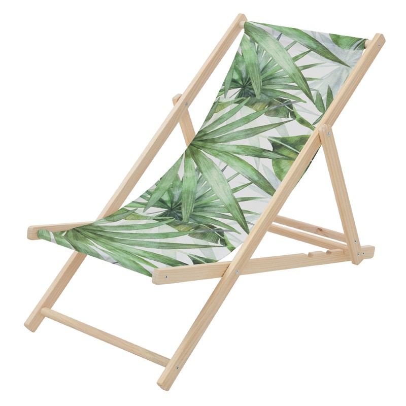 Gartenliege aus Holz in Palme Grün-Weiß klappbarer Beachstuhl Strandstuhl Strandliege Liegestuhl Sonnenliege Relaxliege Gartenliege aus Holz in Palme Grün-Weiß klappbarer Beachstuhl Strandstuhl Strandliege Liegestuhl Sonnenliege Relaxliege