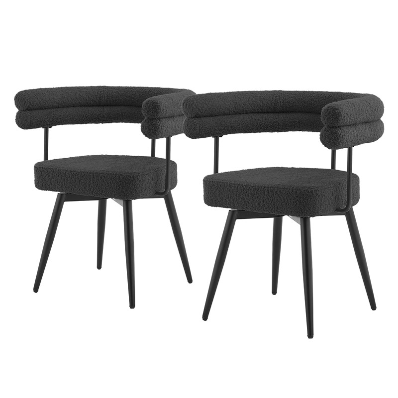 2er Set Esszimmerstühle 360° drehbar in Dunkelgrau Teddy-Stoff mit Arm- und Rückenlehnen Küchenstuhl ML-Design 2er Set Esszimmerstühle 360° drehbar in Dunkelgrau Teddy-Stoff mit Arm- und Rückenlehnen Küchenstuhl ML-Design