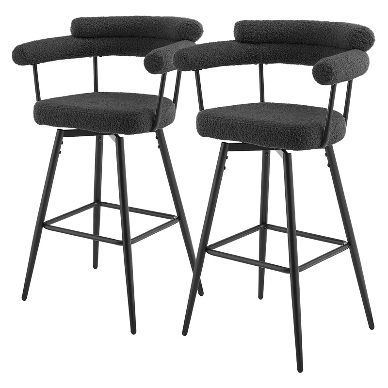 2er Set Barhocker 360° drehbar Dunkelgrau 61x103x55 cm mit Arm-, Rückenlehne und Fußstütze bis 120 kg ML-Design 2er Set Barhocker 360° drehbar Dunkelgrau 61x103x55 cm mit Arm-, Rückenlehne und Fußstütze bis 120 kg ML-Design