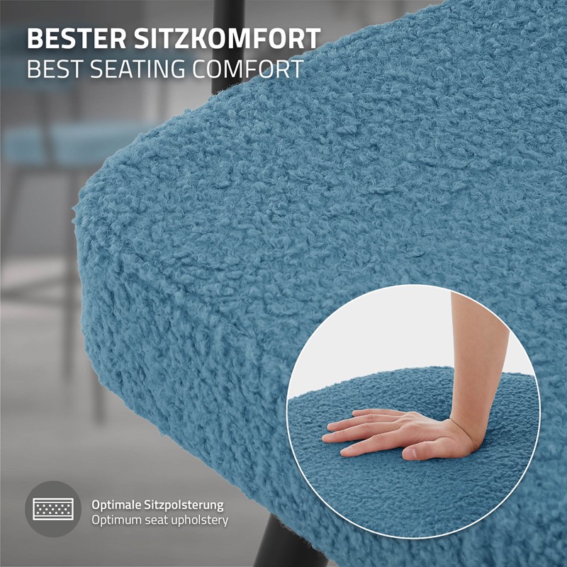 2er Set Barhocker 360° drehbar Blau 61x103x55 cm mit Arm-, Rückenlehne und Fußstütze bis 120 kg ML-Design