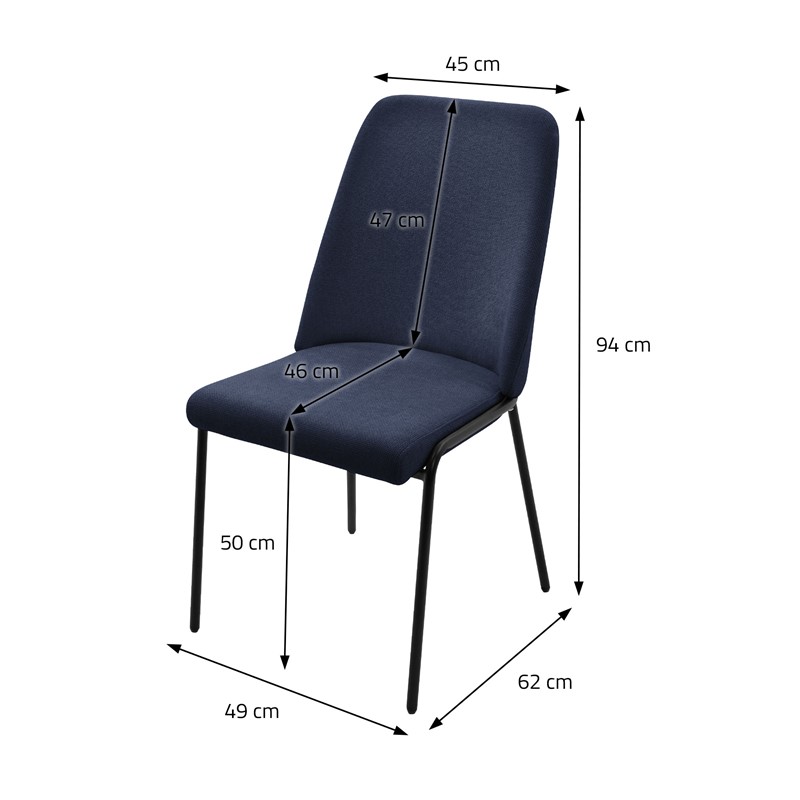 Esszimmerstühle 4er Set Dunkelblau mit Rückenlehne, Polsterstühle für Esszimmer & Küche ML-Design