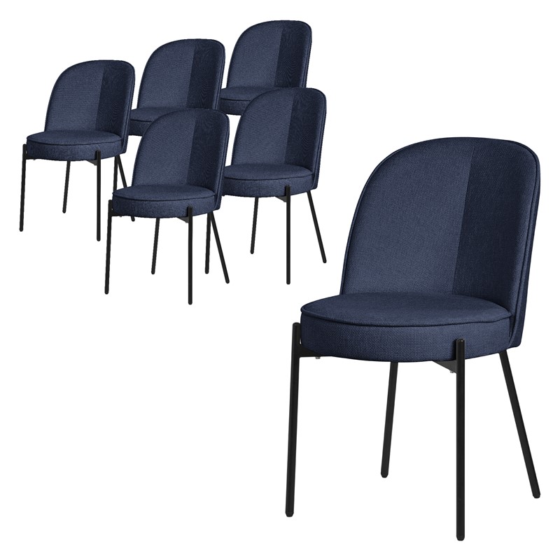 Esszimmerstühle 6er Set Dunkelblau mit Rückenlehne, Polsterstühle für Esszimmer & Küche ML-Design Esszimmerstühle 6er Set Dunkelblau mit Rückenlehne, Polsterstühle für Esszimmer & Küche ML-Design