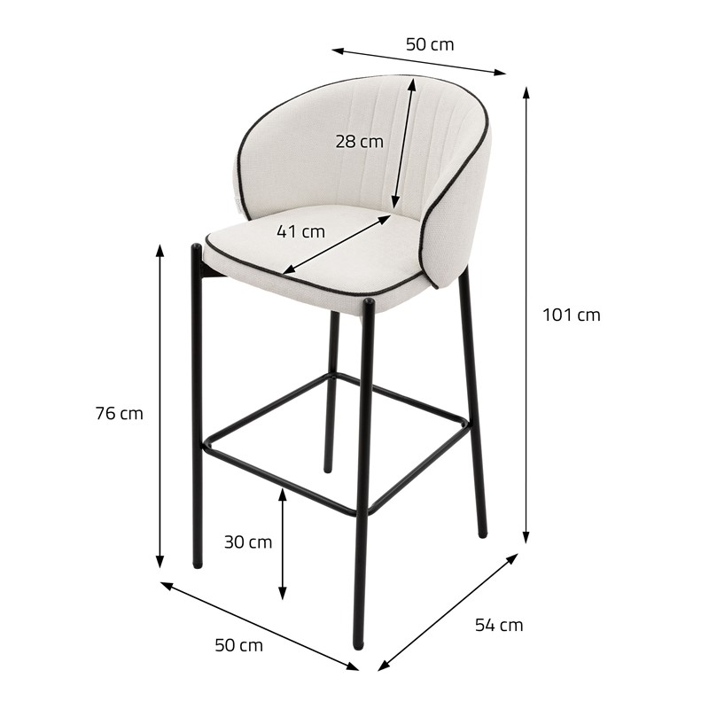 Barhocker 4er Set Beige 50x101x54 cm mit Rückenlehne und Fußstütze bis 120 kg ML-Design