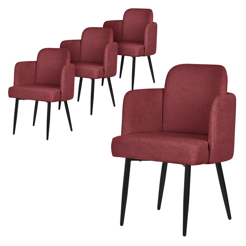 4er Set Esszimmerstühle mit Rücken- & Armlehne Rot mit Metallbeinen bis 120 kg ML-Design 4er Set Esszimmerstühle mit Rücken- & Armlehne Rot mit Metallbeinen bis 120 kg ML-Design
