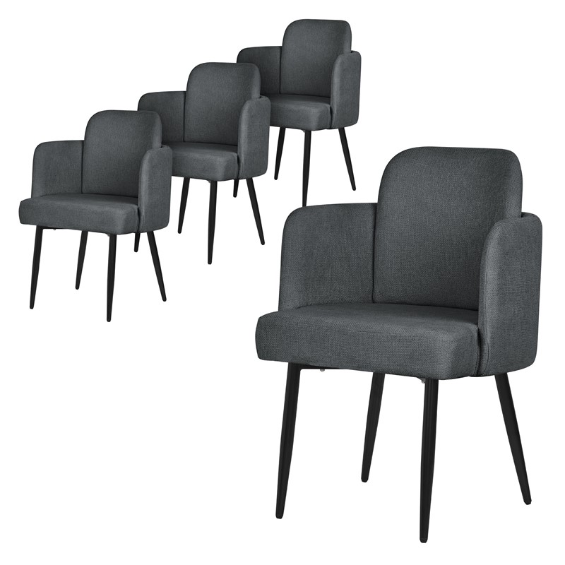 4er Set Esszimmerstühle mit Rücken- & Armlehne Anthrazit mit Metallbeinen bis 120 kg ML-Design 4er Set Esszimmerstühle mit Rücken- & Armlehne Anthrazit mit Metallbeinen bis 120 kg ML-Design