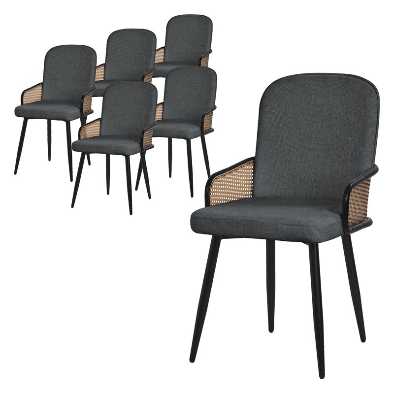 Esszimmerstühle 6er Set Anthrazit mit Arm- & Rückenlehne, Polsterstühle für Esszimmer & Küche ML-Design Esszimmerstühle 6er Set Anthrazit mit Arm- & Rückenlehne, Polsterstühle für Esszimmer & Küche ML-Design