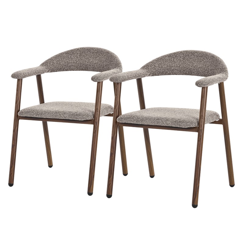 Esszimmerstühle 2er Set mit Armlehne, Rückenlehne & Webstruktur, Braun, Wohnzimmerstühle Küchenstühle Polsterstühle ML-Design