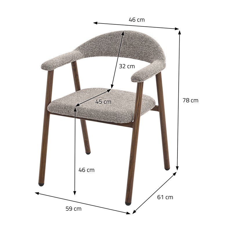 Esszimmerstühle 2er Set mit Armlehne, Rückenlehne & Webstruktur, Braun, Wohnzimmerstühle Küchenstühle Polsterstühle ML-Design