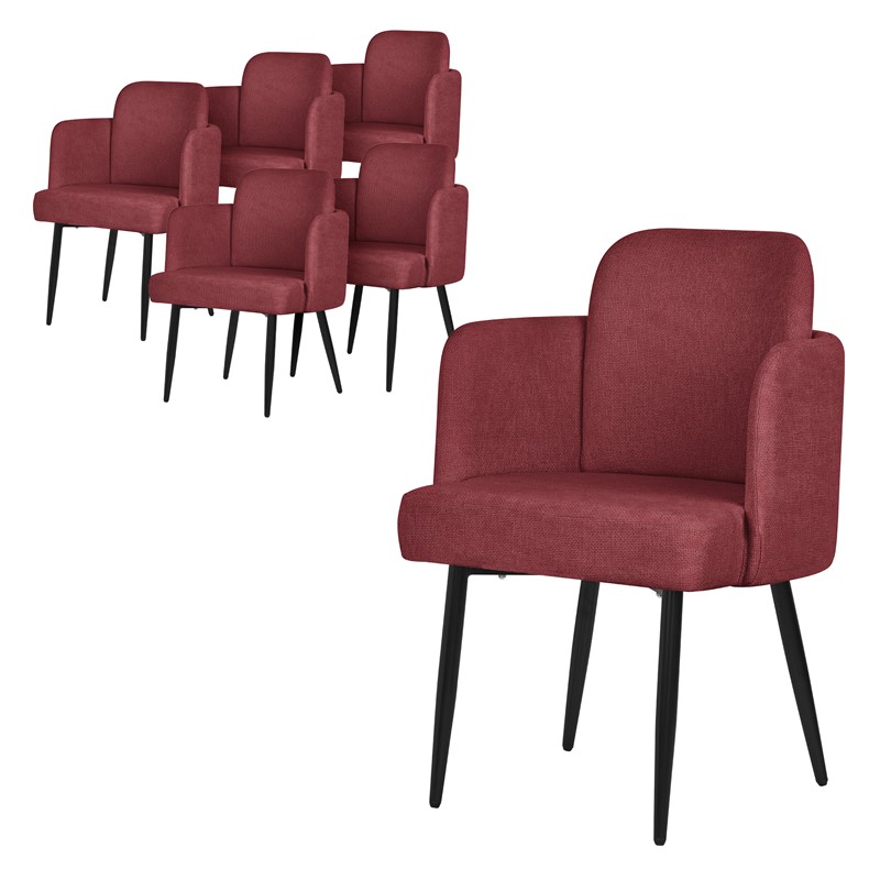 6er Set Esszimmerstühle mit Rücken- & Armlehne Rot mit Metallbeinen bis 120 kg ML-Design 6er Set Esszimmerstühle mit Rücken- & Armlehne Rot mit Metallbeinen bis 120 kg ML-Design