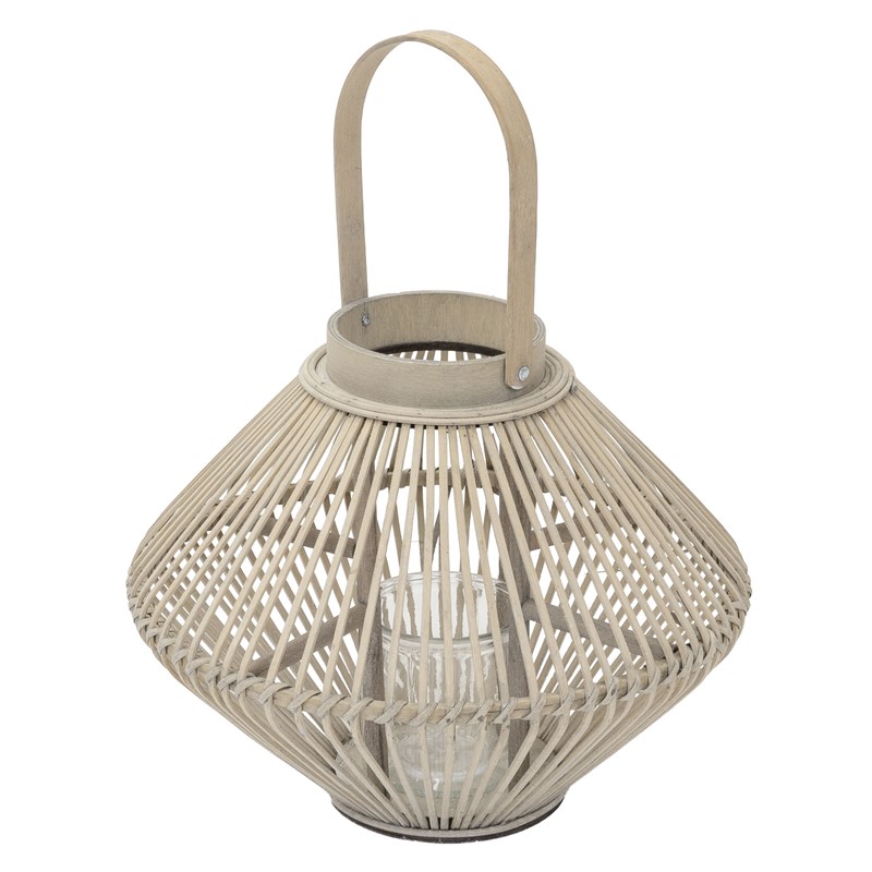 Bambus Laterne, Windlicht H: 44 cm Holzfarbe, Boho Gartenlaterne mit Henkel & Glaseinsatz, Flechtoptik Kerzenhalter Bambus Laterne, Windlicht H: 44 cm Holzfarbe, Boho Gartenlaterne mit Henkel & Glaseinsatz, Flechtoptik Kerzenhalter
