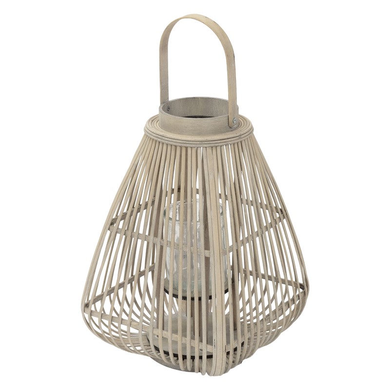 Bambus Laterne, Windlicht H: 55 cm Holzfarbe, Boho Gartenlaterne mit Henkel & Glaseinsatz, Flechtoptik Kerzenhalter Bambus Laterne, Windlicht H: 55 cm Holzfarbe, Boho Gartenlaterne mit Henkel & Glaseinsatz, Flechtoptik Kerzenhalter