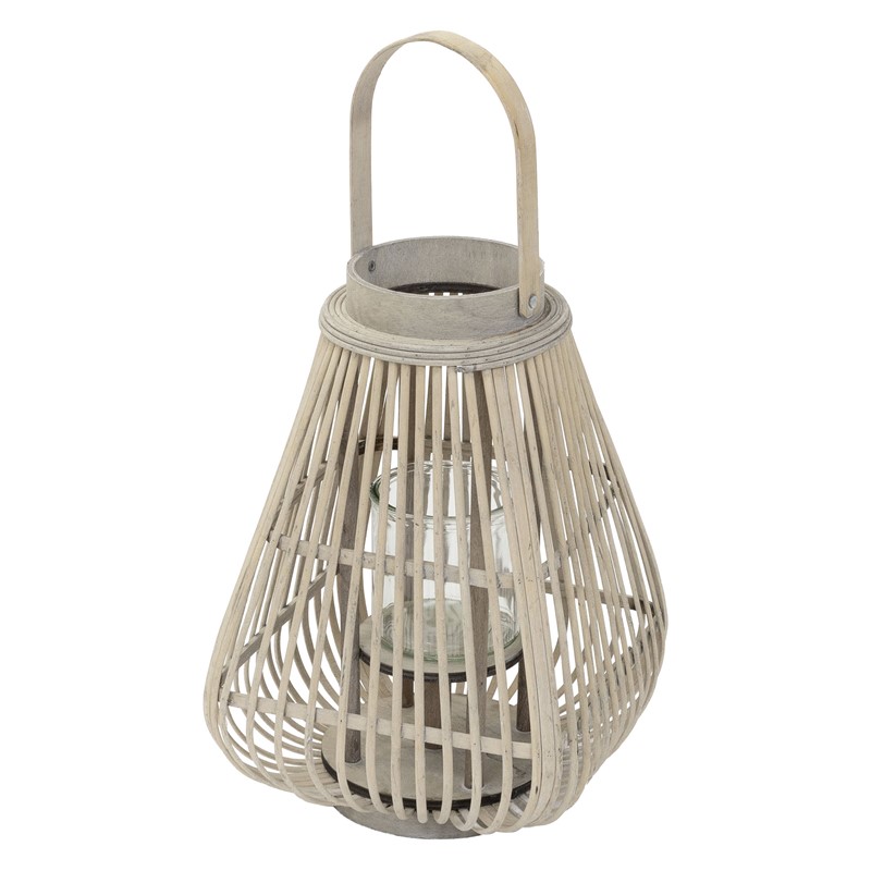 Bambus Laterne, Windlicht H: 50 cm Holzfarbe, Boho Gartenlaterne mit Henkel & Glaseinsatz, Flechtoptik Kerzenhalter Bambus Laterne, Windlicht H: 50 cm Holzfarbe, Boho Gartenlaterne mit Henkel & Glaseinsatz, Flechtoptik Kerzenhalter