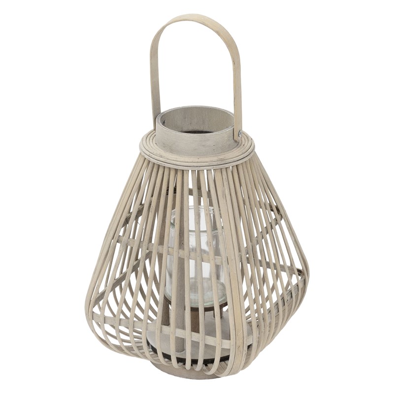 Bambus Laterne, Windlicht H: 42,5 cm Holzfarbe, Boho Gartenlaterne mit Henkel & Glaseinsatz, Flechtoptik Kerzenhalter Bambus Laterne, Windlicht H: 42,5 cm Holzfarbe, Boho Gartenlaterne mit Henkel & Glaseinsatz, Flechtoptik Kerzenhalter