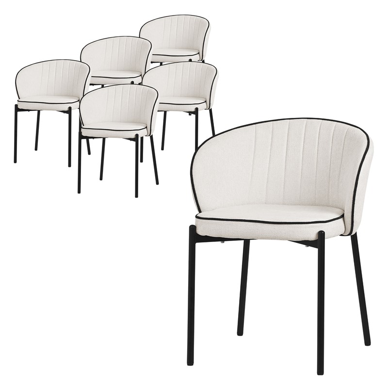 6er Set Esszimmerstühle mit Rücken- & Armlehne Beige mit Metallbeinen bis 120 kg ML-Design 6er Set Esszimmerstühle mit Rücken- & Armlehne Beige mit Metallbeinen bis 120 kg ML-Design