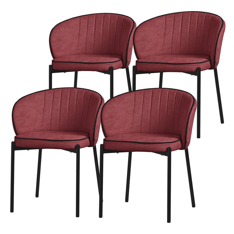 4er Set Esszimmerstühle mit Rücken- & Armlehne Rot mit Metallbeinen bis 120 kg ML-Design 4er Set Esszimmerstühle mit Rücken- & Armlehne Rot mit Metallbeinen bis 120 kg ML-Design