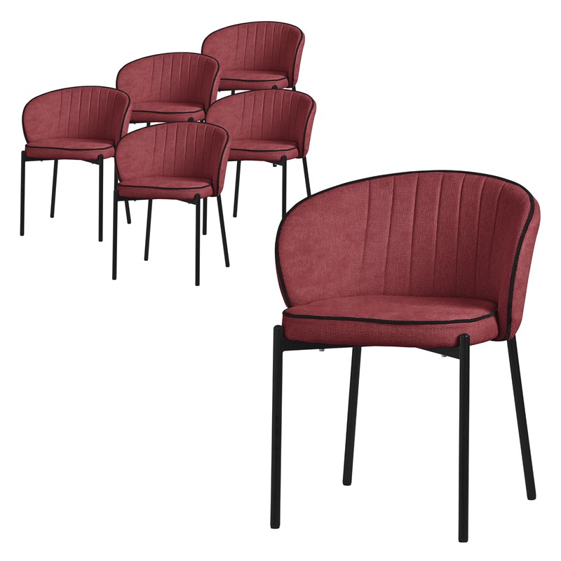6er Set Esszimmerstühle mit Rücken- & Armlehne Rot mit Metallbeinen bis 120 kg ML-Design 6er Set Esszimmerstühle mit Rücken- & Armlehne Rot mit Metallbeinen bis 120 kg ML-Design