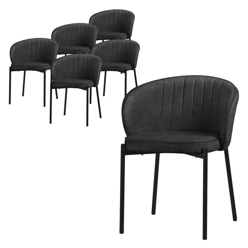 6er Set Esszimmerstühle mit Rücken- & Armlehne Anthrazit mit Metallbeinen bis 120 kg ML-Design