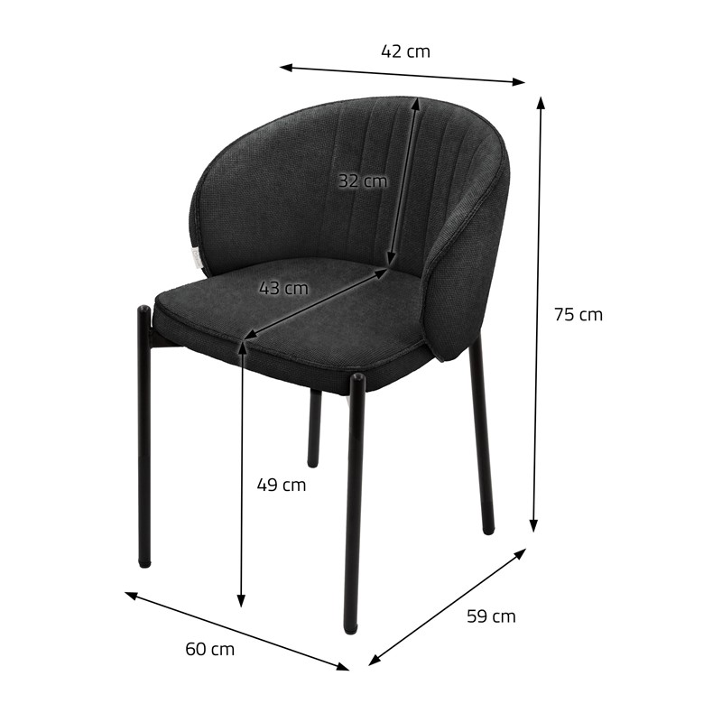 6er Set Esszimmerstühle mit Rücken- & Armlehne Anthrazit mit Metallbeinen bis 120 kg ML-Design