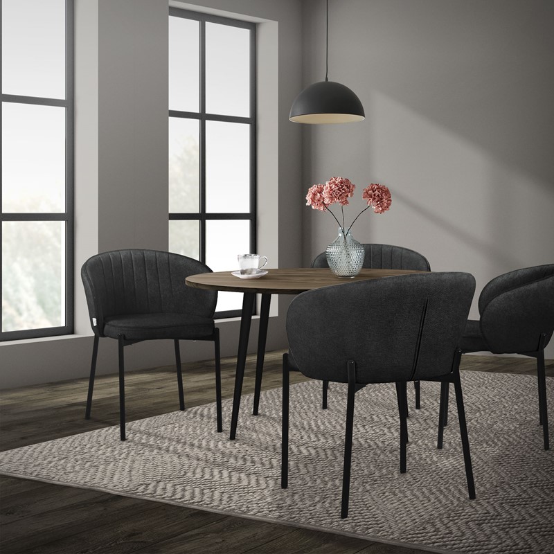 6er Set Esszimmerstühle mit Rücken- & Armlehne Anthrazit mit Metallbeinen bis 120 kg ML-Design