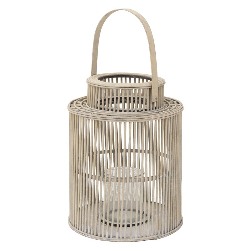Bambus Laterne, Windlicht H: 48 cm Holzfarbe, Boho Gartenlaterne mit Henkel & Glaseinsatz, Flechtoptik Kerzenhalter Bambus Laterne, Windlicht H: 48 cm Holzfarbe, Boho Gartenlaterne mit Henkel & Glaseinsatz, Flechtoptik Kerzenhalter