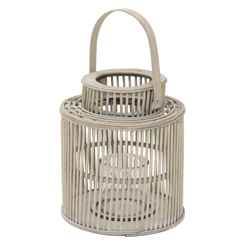 Bambus Laterne, Windlicht H: 40,5 cm Holzfarbe, Boho Gartenlaterne mit Henkel & Glaseinsatz, Flechtoptik Kerzenhalter Bambus Laterne, Windlicht H: 40,5 cm Holzfarbe, Boho Gartenlaterne mit Henkel & Glaseinsatz, Flechtoptik Kerzenhalter