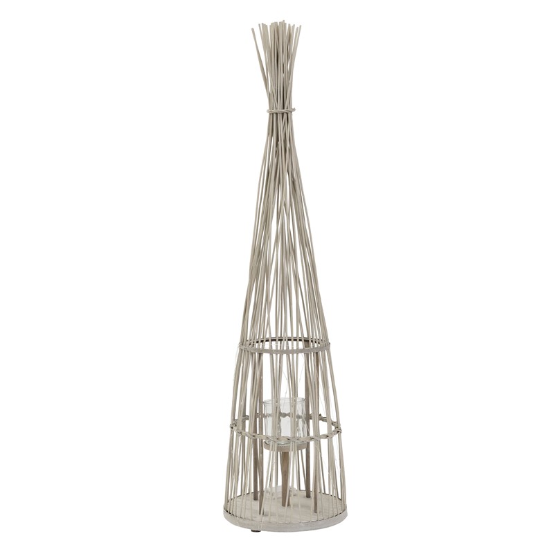 Bambus Laterne, Windlicht H: 132 cm Holzfarbe, Boho Gartenlaterne mit LED-Lichterkette & Glaseinsatz, Flechtoptik Kerzenhalter Bambus Laterne, Windlicht H: 132 cm Holzfarbe, Boho Gartenlaterne mit LED-Lichterkette & Glaseinsatz, Flechtoptik Kerzenhalter
