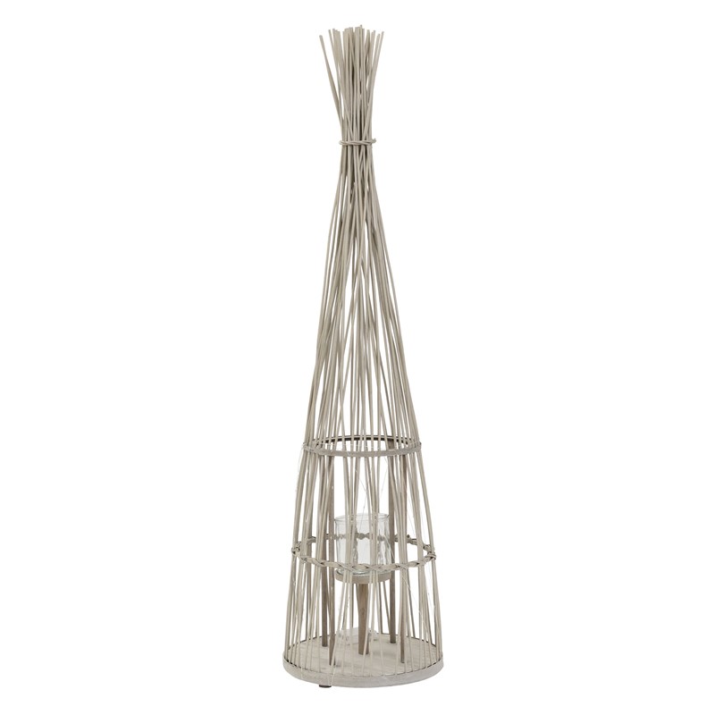 Bambus Laterne, Windlicht H: 91 cm Holzfarbe, Boho Gartenlaterne mit LED-Lichterkette & Glaseinsatz, Flechtoptik Kerzenhalter Bambus Laterne, Windlicht H: 91 cm Holzfarbe, Boho Gartenlaterne mit LED-Lichterkette & Glaseinsatz, Flechtoptik Kerzenhalter