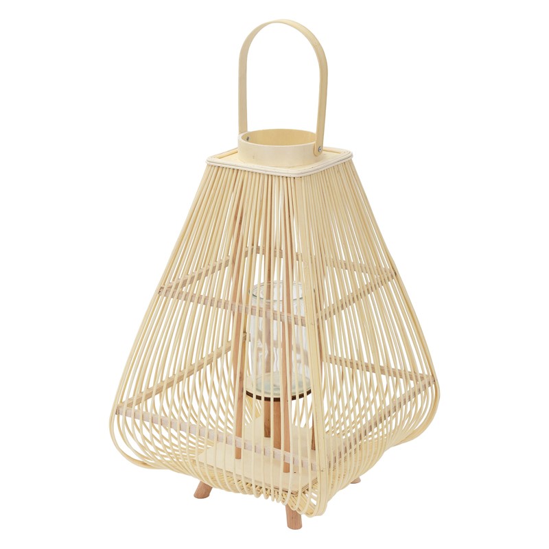 Bambus Laterne, Windlicht H: 73,5 cm Holzfarbe, Boho Gartenlaterne mit Henkel & Glaseinsatz, Flechtoptik Kerzenhalter Bambus Laterne, Windlicht H: 73,5 cm Holzfarbe, Boho Gartenlaterne mit Henkel & Glaseinsatz, Flechtoptik Kerzenhalter