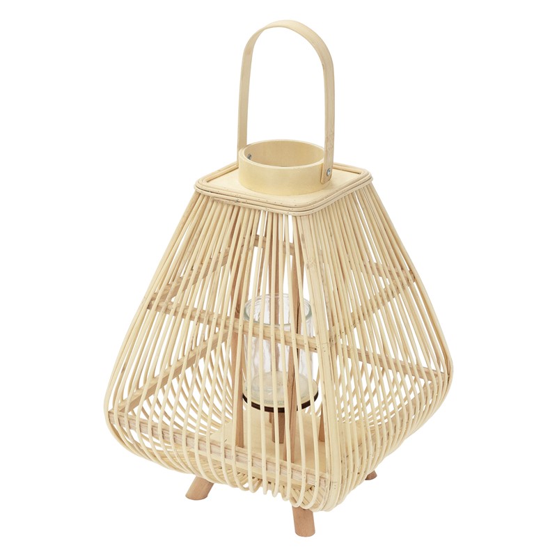 Bambus Laterne, Windlicht H: 55,5 cm Holzfarbe, Boho Gartenlaterne mit Henkel & Glaseinsatz, Flechtoptik Kerzenhalter Bambus Laterne, Windlicht H: 55,5 cm Holzfarbe, Boho Gartenlaterne mit Henkel & Glaseinsatz, Flechtoptik Kerzenhalter