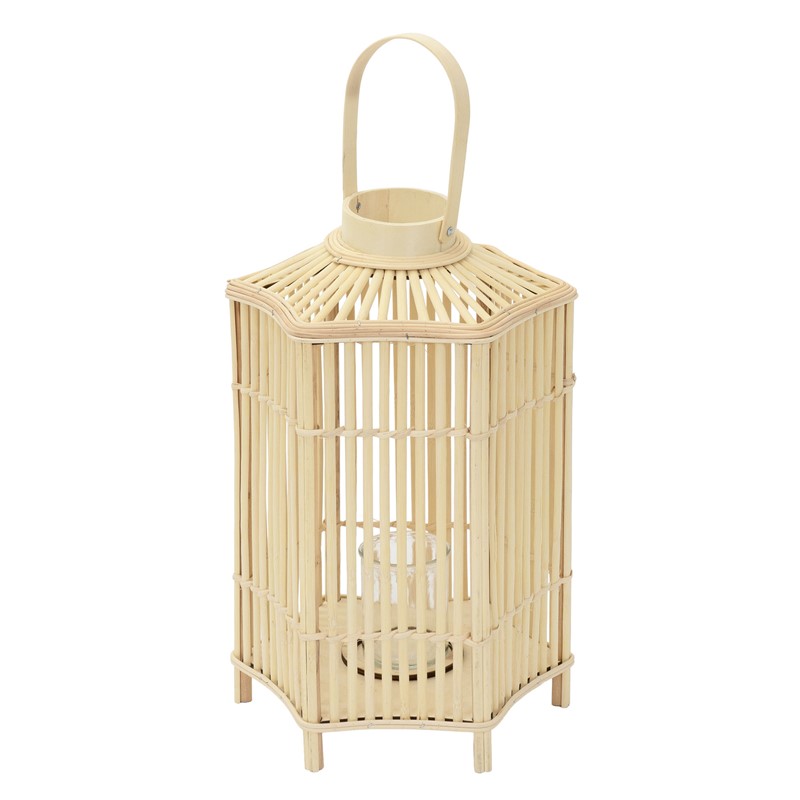Bambus Laterne, Windlicht H: 60 cm Holzfarbe, Boho Gartenlaterne mit Henkel & Glaseinsatz, Flechtoptik Kerzenhalter Bambus Laterne, Windlicht H: 60 cm Holzfarbe, Boho Gartenlaterne mit Henkel & Glaseinsatz, Flechtoptik Kerzenhalter