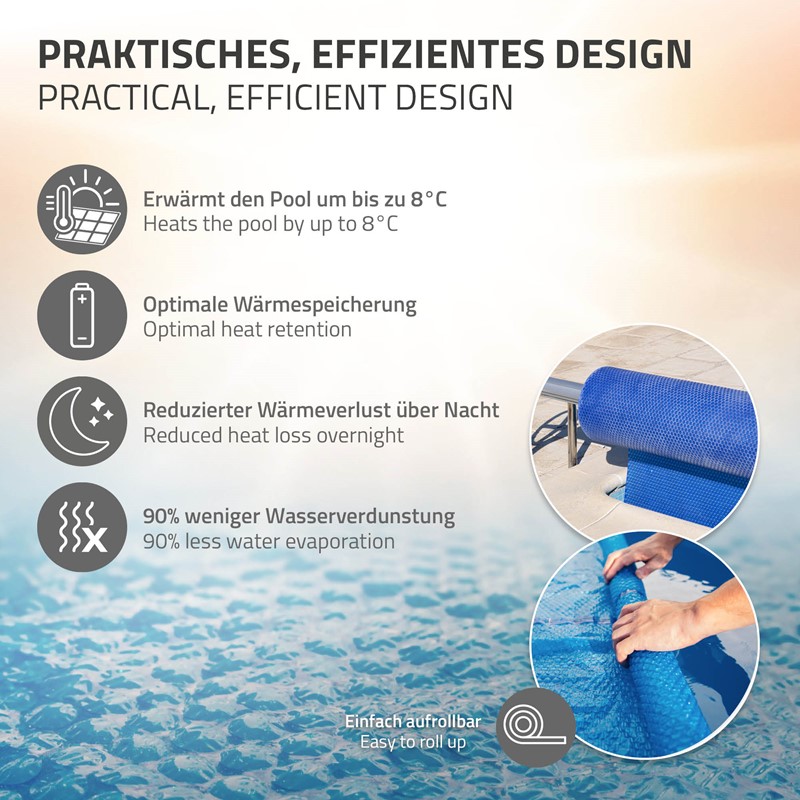 Pool Solarfolie rund Ø 488 cm Blau, Pool Solarabdeckplane 400µm, Solarplane Solarabdeckung zuschneidbar, Poolabdeckung