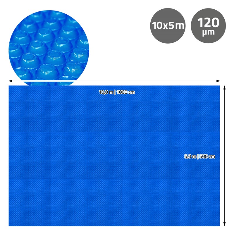 Pool Solarfolie rechteckig 1000x500 cm Blau, Pool Solarabdeckplane 120µm, Solarplane Solarabdeckung zuschneidbar, Poolabdeckung