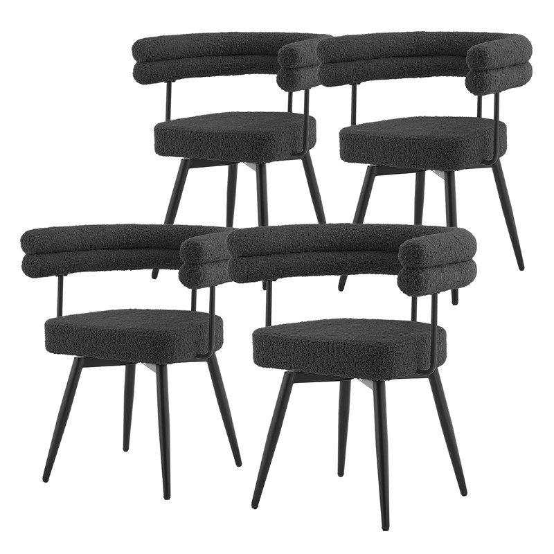 4er Set Esszimmerstühle 360° drehbar in Dunkelgrau Teddy-Stoff mit Arm- und Rückenlehnen Küchenstuhl ML-Design 4er Set Esszimmerstühle 360° drehbar in Dunkelgrau Teddy-Stoff mit Arm- und Rückenlehnen Küchenstuhl ML-Design