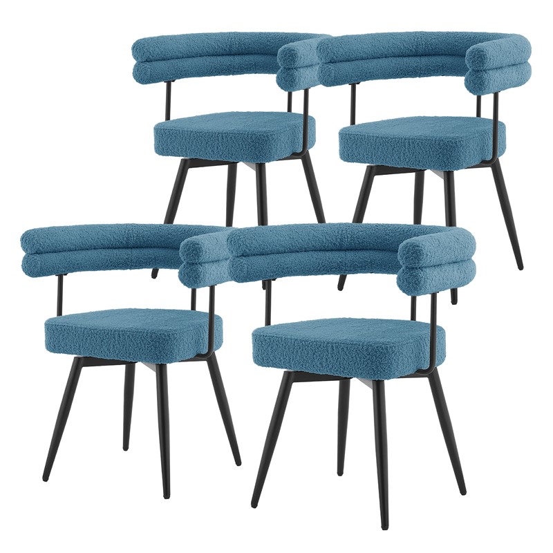 4er Set Esszimmerstühle 360° drehbar in Blau Teddy-Stoff mit Arm- und Rückenlehnen Küchenstuhl ML-Design 4er Set Esszimmerstühle 360° drehbar in Blau Teddy-Stoff mit Arm- und Rückenlehnen Küchenstuhl ML-Design