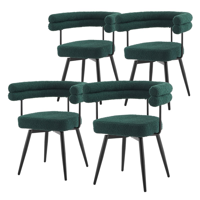 4er Set Esszimmerstühle 360° drehbar in Dunkelgrün Teddy-Stoff mit Arm- und Rückenlehnen Küchenstuhl ML-Design 4er Set Esszimmerstühle 360° drehbar in Dunkelgrün Teddy-Stoff mit Arm- und Rückenlehnen Küchenstuhl ML-Design