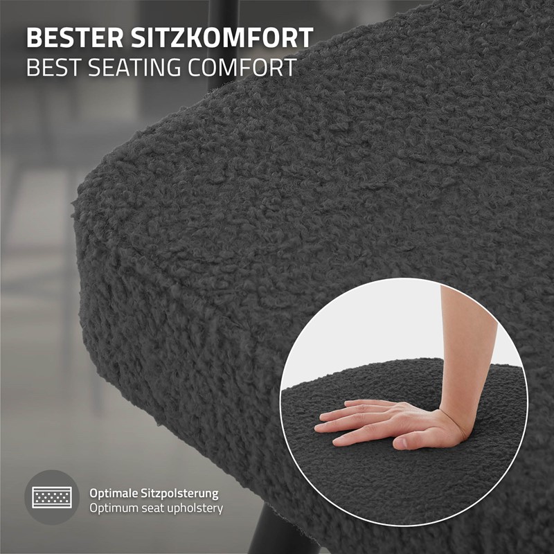 4er Set Barhocker 360° drehbar Dunkelgrau 61x103x55 cm mit Arm-, Rückenlehne und Fußstütze bis 120 kg ML-Design