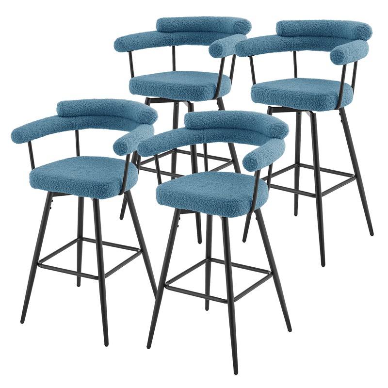 4er Set Barhocker 360° drehbar Blau 61x103x55 cm mit Arm-, Rückenlehne und Fußstütze bis 120 kg ML-Design 4er Set Barhocker 360° drehbar Blau 61x103x55 cm mit Arm-, Rückenlehne und Fußstütze bis 120 kg ML-Design