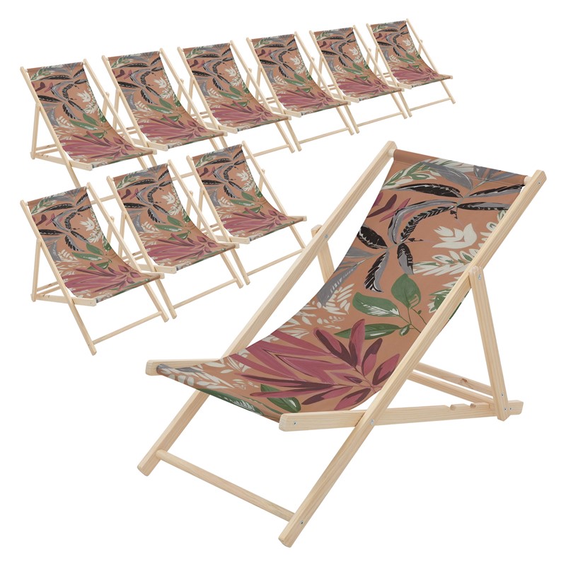 10er Set Gartenliege aus Holz in Floral Braun-Rot-Grün klappbarer Beachstuhl Strandstuhl Strandliege Liegestuhl Sonnenliege Relaxliege 10er Set Gartenliege aus Holz in Floral Braun-Rot-Grün klappbarer Beachstuhl Strandstuhl Strandliege Liegestuhl Sonnenliege Relaxliege