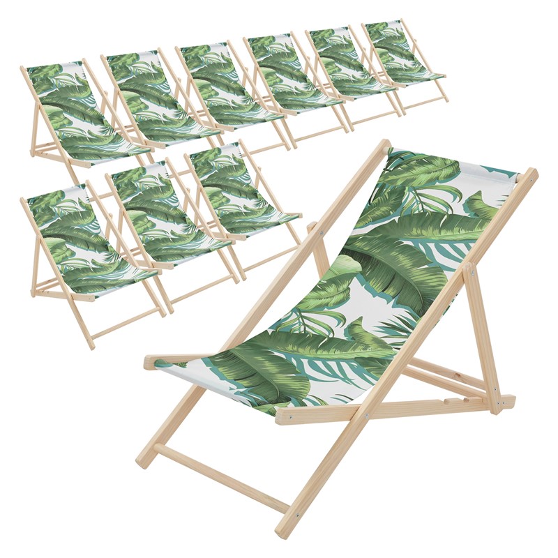 10er Set Gartenliege aus Holz in Tropical Grün-Weiß klappbarer Beachstuhl Strandstuhl Strandliege Liegestuhl Sonnenliege Relaxliege 10er Set Gartenliege aus Holz in Tropical Grün-Weiß klappbarer Beachstuhl Strandstuhl Strandliege Liegestuhl Sonnenliege Relaxliege
