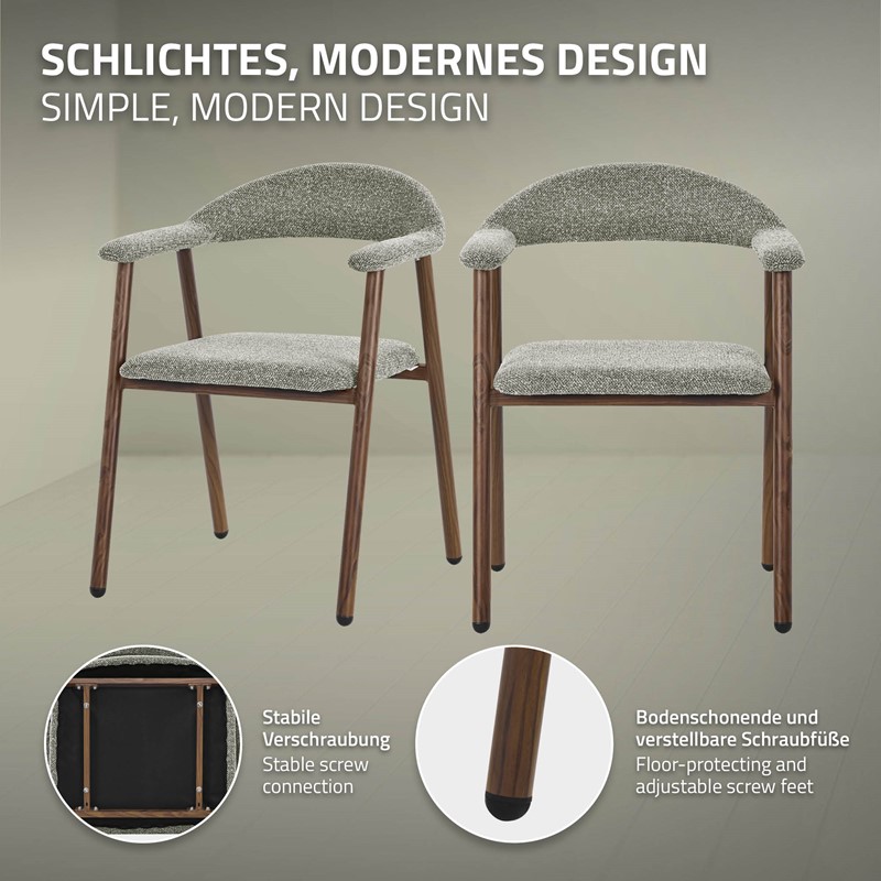 Esszimmerstühle 6er Set mit Armlehne, Rückenlehne & Webstruktur, Grün, Wohnzimmerstühle Küchenstühle Polsterstühle ML-Design